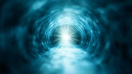 Poster - Futuristic Digital Gradient Tunnel with Bright Light and Sleek Design for Modern Visual Concepts and Themes
