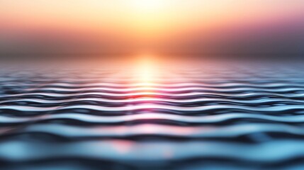 Poster - Abstract Futuristic Gradient Grid Design with Sleek Waves and Soft Colors Evoking Calm and Serenity at Sunset