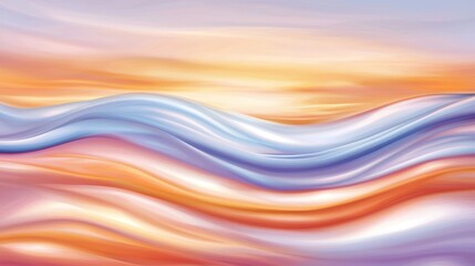 Poster - Abstract Design with Shimmering Glowing Orbs and Soft Waves in a Colorful Gradient Background