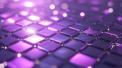 Poster - Futuristic Abstract Holographic Cubes with Reflections in Purple and Silver Overlaying a Smooth Background