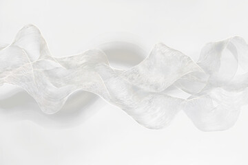Poster - Here's a description for your image, following your specifications

 Abstract grayscale flowing wave forms on black Transparent Background.