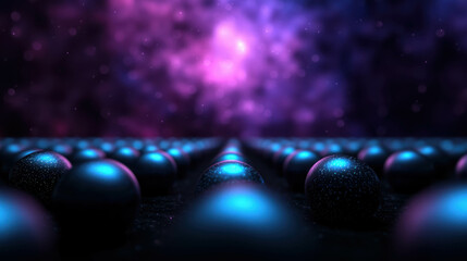 Poster - Futuristic Abstract Background with Glowing Spheres and Cosmic Atmosphere