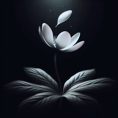 Poster - A Single Floating Petal Symbolizes beauty transience or the esse