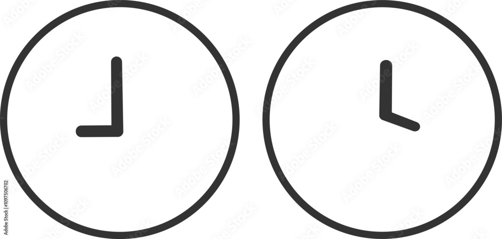 Basic time clocks, set on a transparent, background, watch icon symbol ...