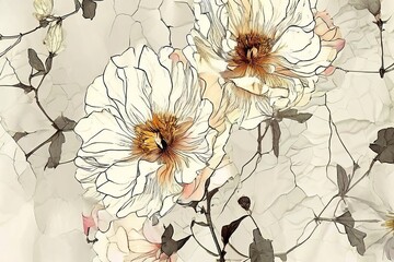Poster - blooming fracture a delicate fragmented flower pattern illustrat