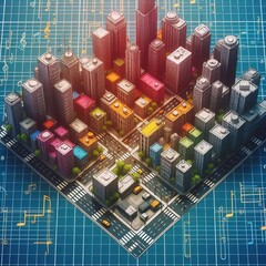Poster - City Grid Notes add streets to a city grid with colors indicatin