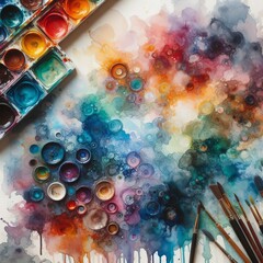 Poster - Colors mix like watercolors