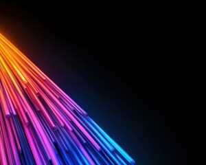 Aufkleber - Fiber optic cables inspire abstract designs. An image of colorful light beams radiating against a dark background, creating a dynamic, energetic visual effect.