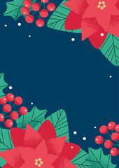 Wall Mural - Christmas background design with poinsettia and nuts