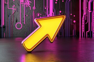 Poster - A glowing neon arrow pointing forward, surrounded by holographic data and futuristic visual effects