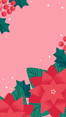 Wall Mural - Christmas background design with poinsettia and nuts