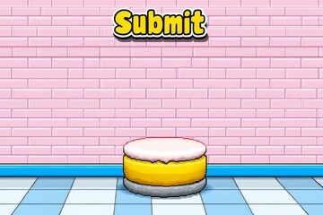 Poster - Assessment interface in pixel art style, with tiny checkboxes, a retro pie chart, and blinking â€œSubmitâ€ button
