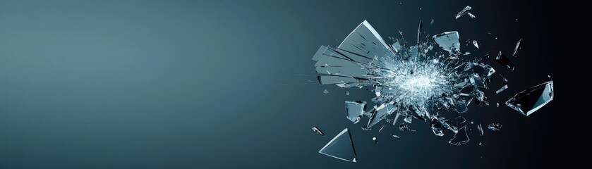 Aufkleber - Shattered Glass Explosion on a Dark Background Creating Dynamic Patterns and Textures in a Modern Abstract Artwork with Dramatic Visual Impact