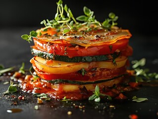 Poster - Vegetable stack on dark background