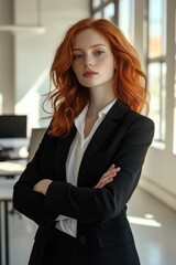 Canvas Print - Woman with red hair in office