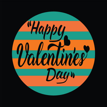  Happy valentine's day typography vector illustration on retro vintage background
