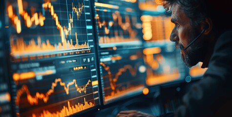 Poster - Stock market professional analyzing real-time financial data and trading patterns for investment strategies