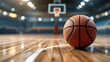 © Din Nasahrudin - Orange ball on basketball court with stadium as background. Basketball game championship