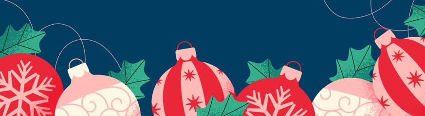 Wall Mural - Cute background design with Christmas ornaments