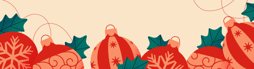 Wall Mural - Cute background design with Christmas ornaments