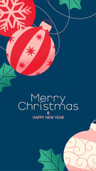 Wall Mural - Cute background design with Christmas ornaments