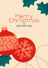 Wall Mural - Cute background design with Christmas ornaments