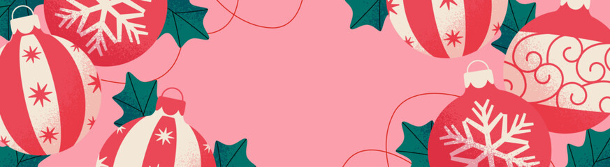Wall Mural - Cute background design with Christmas ornaments
