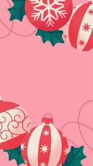 Wall Mural - Cute background design with Christmas ornaments