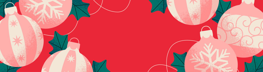 Wall Mural - Cute background design with Christmas ornaments