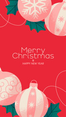 Wall Mural - Cute background design with Christmas ornaments