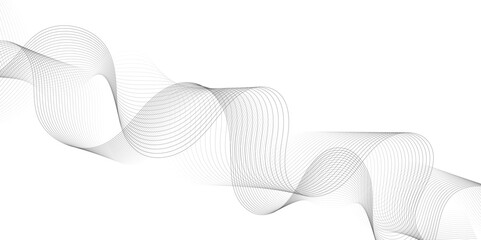 Poster - Abstract wavy technology curve lines on transparent background. Wave with lines created using blend tool. Curved wavy line, smooth stripe, abstract wave line use for brochure, banner, template bg.	
