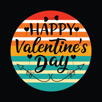  Happy valentine's day typography vector illustration on retro vintage background
