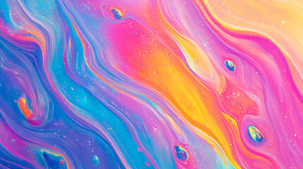 Aufkleber - Colorful abstract liquid design with vibrant waves and patterns in bright hues