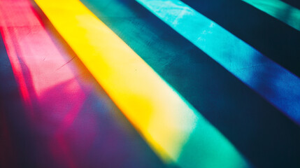 Poster - Colorful light reflections create a vibrant pattern on a surface during daylight