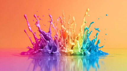Aufkleber - Colorful paint splashes create a vibrant abstract display against a gradient background