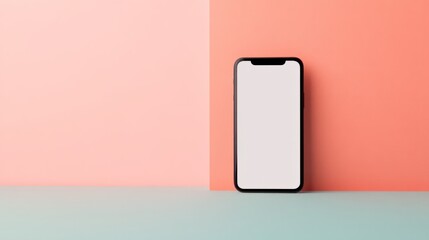 Poster - a blank smartphone screen mockup standing upright against a gradient background, perfect for app pro