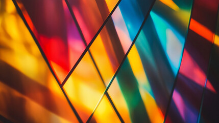 Poster - Colorful light reflections creating patterns on a surface in a vibrant setting