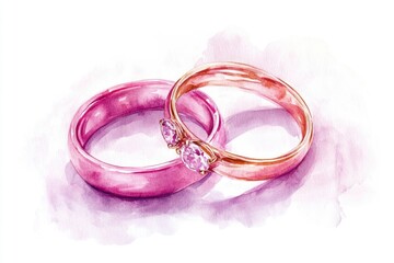 Wall Mural - Pink Wedding Rings