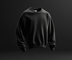 Wall Mural - Black sweatshirt mockup on black background