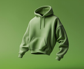 Wall Mural - Green Matcha Hoodie Mockup on Green Background