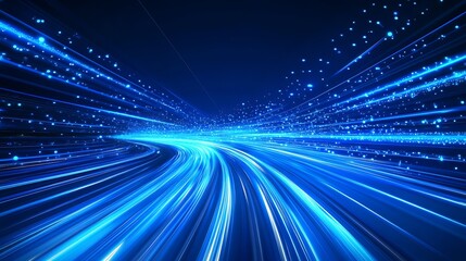 Poster - Futuristic High-Speed Data Transfer with Dynamic Blue Light Technology : Generative AI