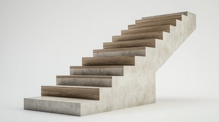 Poster - Modern Minimalist Staircase Design Featuring Clean Lines, Wooden Steps, and a Concrete Base, Perfect for Contemporary Architecture and Interior Spaces