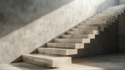 Poster - Modern Minimalist Staircase Design in a Bright, Natural Light Environment Featuring Smooth Textures and Clean Lines for Architectural Inspiration