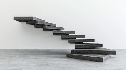 Aufkleber - Modern Abstract Staircase Design Featuring Unique Floating Steps in a Minimalist Indoor Space with Soft Gray Walls and Surreal Aesthetics