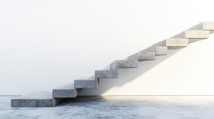 Poster - Modern Minimalist Staircase Design in Concrete with Soft Natural Light Casting Shadows, Ideal for Architectural and Interior Design Projects Featuring Clean Lines