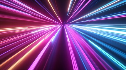 Aufkleber - Colorful Neon Light Streaks Creating a Dynamic Abstract Background : Generative AI