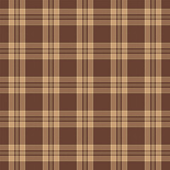 Wall Mural - Plaid with twill weave repeat pattern.Gingham seamless pattern in brown.Checkered tartan Geometric graphic vector illustration background design for fabric and print.