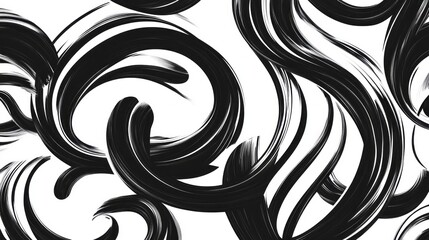 Poster - A black and white image of a woman's hair with a brush stroke pattern