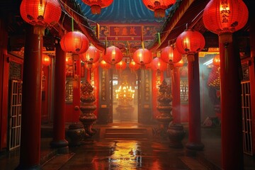 Canvas Print - Chinese New Year festival temple.