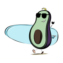 Sticker - Coole Surfer Avocado